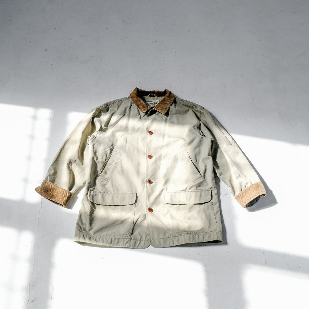 Vintage 1990s L.L. Bean Lined Canvas Chore Trench Coat Tan Size XL